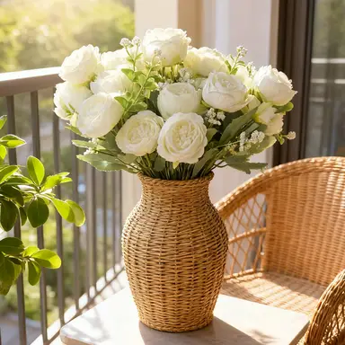 Wei's Moment 4 Bund künstliche Pfingstrosen weiße Blumen Seiden-Pfingstrosensträuße für Hochzeit, Party, Tischdekoration, Blumenarrangement, Heim- und Küchendekor