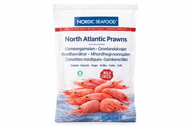 Nordic Seafood MSC Noord-Atlantische garnalen met schaal, gekookt, Pandalus, 1 kg (netto 800 g)