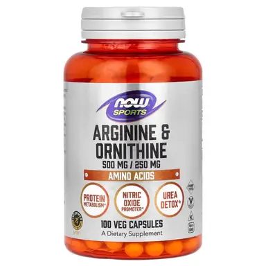 NOW Foods Arginine + Ornithine Recovery Capsules - 100 Vegan Capsules