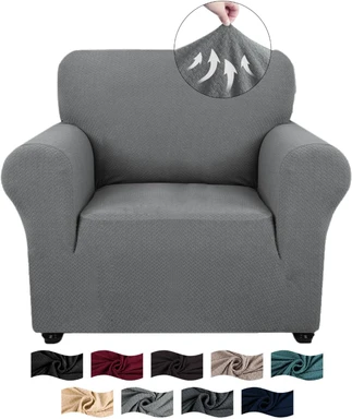 YSTYLE Stretch-Sofa-Bezug, Couchbezug für Couch und Sofa, Möbelschutzbezug für Sofa mit elastischem Boden, 1-Sitzer, SJ, Hellgrau