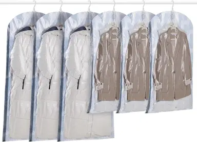 TAILI Hanging Vacuum Storage Bags Space Saver Bags, Vacuum Sealer Bags for Clothing, Suits and Jackets, Closet Organizers and Storage, (3 Long, 3 Short) Blue