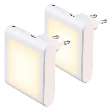 VIVREAL Lot de 2 veilleuses de prise avec capteur crépusculaire, brillance réglable en continu, pour chambre d'enfant, escaliers, chambres, cuisine, éclairage d'orientation, blanc chaud, offre annuelle, idées cadeaux