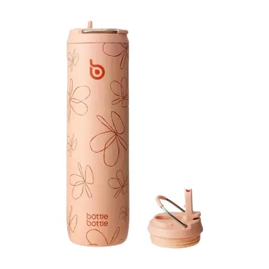Bottle Bottle Insulated Water Bottle With Straw Lid & Handle - Stainless Steel Double Wall Vacuum Leak Proof BPA Free Flask for Sport, Travel, Gym, Petal Passion (24oz)