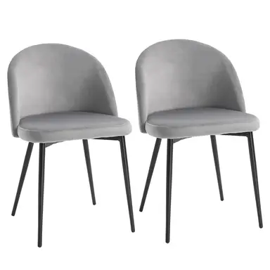 HOMCOM Dining Chairs Chic Velvet Grey/Black 2pcs