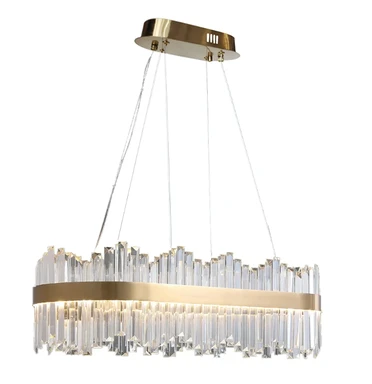 Homary Crystina Modern Oval LED Crystal Kitchen Island Light Brass with Tubes Shaped