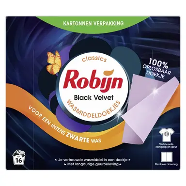 Robijn Classics Wasmiddeldoekjes Black Velvet 16 wasstrips