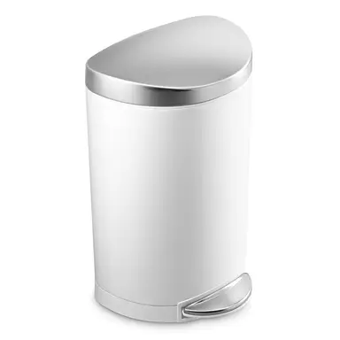 Simplehuman 10L Semi-Round Pedal Bin, White Steel