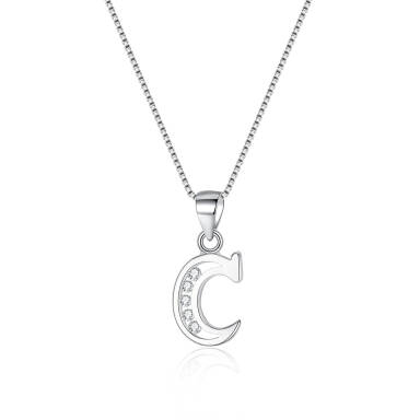 Ever Faith 925 Sterling Silver Initial Necklace CZ 26 Letters Alphabet Personalized Charm Pendant Necklace, Jewellery Gifts for Women Mom Girls Teen Anniversary Birthday Mothers Day Xmas Valentines