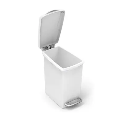 Simplehuman 10L Plastic Slim Pedal Bin, White