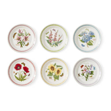 Portmeirion Botanic Garden Meadow Set Of 6 Small Dinner Plates -Assorted Designs