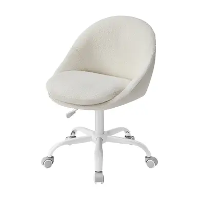 Ochama x SONGMICS Make-upstoel van Katoen-Linnenmix, Bureaustoel, Gewatteerd, In Hoogte Verstelbaar, Beige-Wit