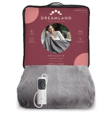Dreamland Snuggle Up Warming Throw – Fast Heat-Up, Plush Fleece, Auto Shut-Off – Grey, 120 x 160 cm