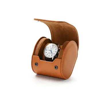 Boîte à montres brune noire 1-2 emplacements Oirlv, boîte de rangement en cuir de luxe pour montres, étui de voyage pour une seule montre, boîte à bijoux cadeau pour homme et femme, idée de cadeau pour Noël, anniversaire d'anniversaire.