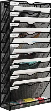 Senhoglb 10 Tier A4 Mesh Wall File Holder，Black, New Year Sale , Top gift picks