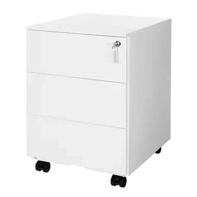 SONGMICSHOME SONGMICS Rollcontainer, Aktenschrank mit 3 Schubladen, vormontiert, 45 x 39 x 54 cm, weiß