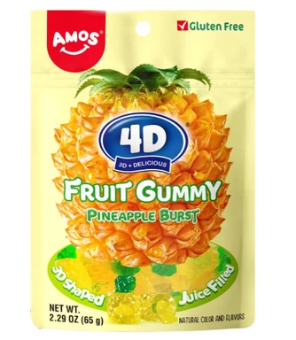 Amos 4D Fruit Gummy Pineapple Burst 65g