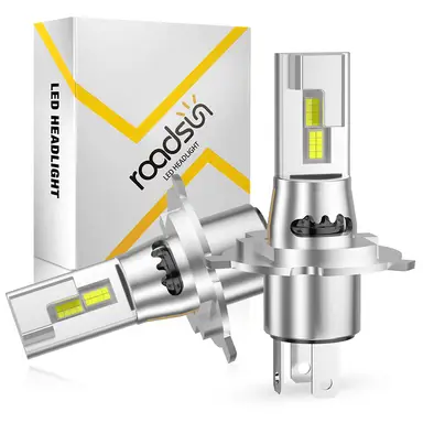 Roadsun Latest H4/9003/HB2 Bulbs Hi/Low Beam 500% Brightness 6500K Cool White 1:1 Halogen Size Automotive Replacement H4 9003 LED Headlights with 16000RPM Cooling Fan, Plug-N-Play, IP68 Waterproof