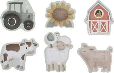Little Dutch Little Farm Puzzel - 6-in-1, Groen, 24 stuks