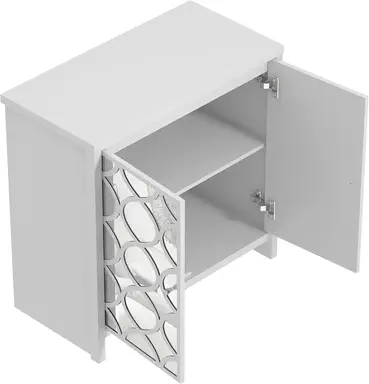 Galano Iris 2 Door Sideboard – Storage Cabinet for Living Room & Kitchen – Space Saving Side Unit with Arylic Mirror Doors, Modern Side Board Organizer - White