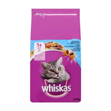 WHISKAS Croquettes au thon pour chats adultes avec protection dentaire - 3,8 kg