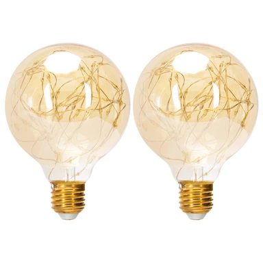 Aigostar LED Filament Bulb G95 Copper Wire E27 1.2W 2500K 2 Pcs in Kraft Box UK