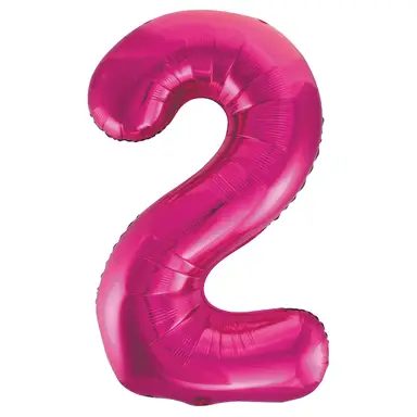 Unique Party Giant Number 2 Balloon, Pink, 86cm