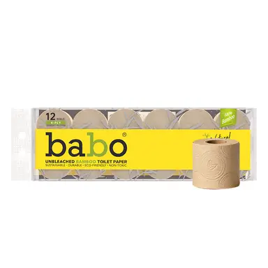 BABO 6D reliëf toiletrol bamboepulp EU-norm, 4 lagen 104×110 mm 240 vel/rol, 12 rollen/bundel, zonder toevoegingen, zijdubbel zacht reliëf 6D, milieucertificaat, toiletpapier voor thuisbadkamer