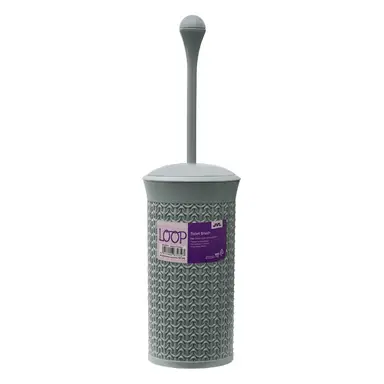 JVL Knit Design Loop Plastic Toilet Brush and Holder – Grey