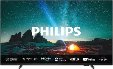 Philips 65PUS7609 4K LED Smart TV - 65-Zoll-Display mit pixelgenauer Ultra HD Titan OS Plattform und Dolby Atmos Sound. Kompatibel mit Alexa und Google Sprachassistent – Anthrazitgrau [Energieklasse F]