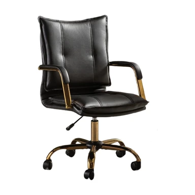 Karat Home moderne bureaustoel met armleuningen, in hoogte verstelbaar, draaistoel van kunstleer met 5-wielige zwenkwielen, stevige metalen basis, zwart