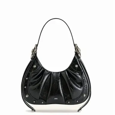 JW PEI Le sac à main hobo en denim froncé Gabbi - Noir