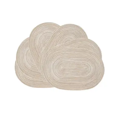 Sets de 6 Sets de Table Ovale Tressés, Couleur Café au Lait, 30x45 cm, Antidérapants, Lavables et Résistants à la Chaleur, Idéal pour Salle à Manger, Cuisine, Fêtes et Décoration Quotidienne