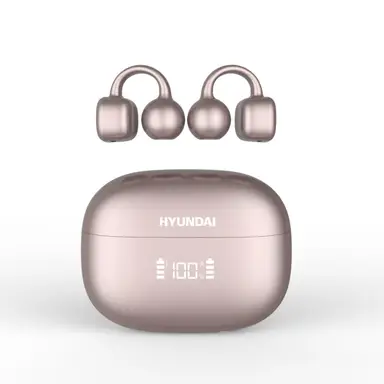 HYUNDAI Clipbuds7 Roségold Bluetooth-Ohrhörer Clip-On-Design mit digitaler Batterieanzeige Hochwertiger Klang