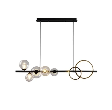 Homary Minimalist 5-Light Glass Globe Shade Sputnik Kitchen Island Light Globe Light in Black