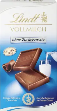 Lindt Vollmilchtafel ohne Zuckerzusatz, 100 g