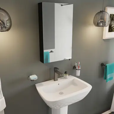 Croydex Dawley Bathroom Mirror Cabinet (67x40x10cm)  - Black