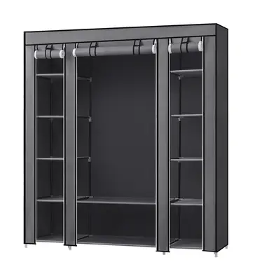 SONGMICSHOME Tragbarer Kleiderschrank, Schrank mit Stoffbezug, grau