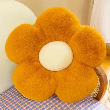 Cute Flower Pillow, Daisy Flower Cushion Soft Plush Seating Cushion Flower Shaped Aesthetic Pillows for Bedroom Sofa Chair Cute Room Decor (45 * 45CM）,orange