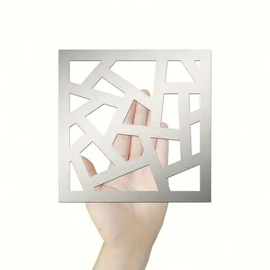 4-piece PVC mirror-finish abstract acrylic wall decoration, 19.5*19.5cm.silver