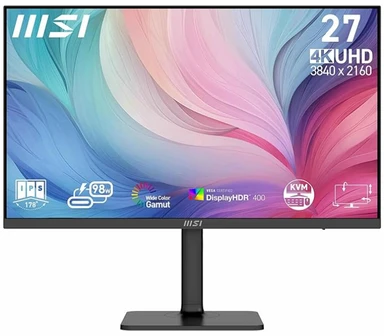 MSI Modern MD272UPHG 27-Zoll-UHD Office Monitor – 3840 x 2160 IPS Panel, 60 Hz, Eye-Friendly Screen, VESA Mountable, 4-Wege Adjustable – HDMI 2.0b, DisplayPort 1.4a, Type-C, USB-B, USB-A