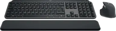 Logitech MX Keys S Combo: leistungsstarkes kabelloses Tastatur- und Maus-Set mit Handgelenkstütze, anpassbare Beleuchtung, schnelles Scrolling, Bluetooth, für Windows, Linux, Chrome und Mac, Graphit, deutsches QWERTZ-Layout