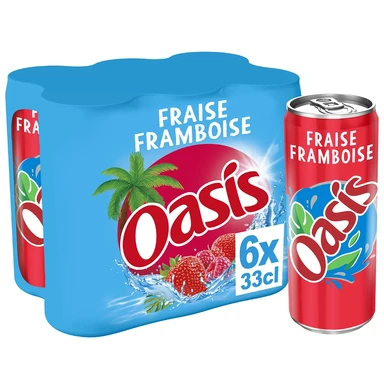 OASIS Lot de 6 canettes d'oasis saveur fraise - 6 x 33 cl