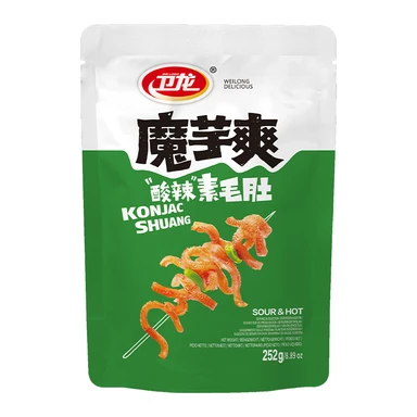 Wei Long 魔芋爽 Konjak-Snack - sauer-scharf, 252 g (ca. 28 Einzelpackungen)
