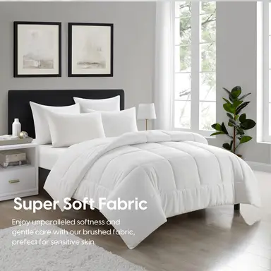 Meeallhome  Box Stitched Bed Comforter  225*220cm White