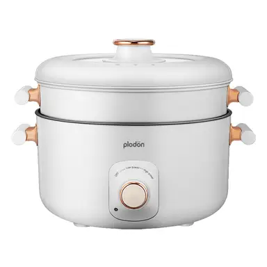 Plodon 1200W 5L Multifunctional Electric Hot Pot with Steamer Non-stick Cooking Pot Slow Cooker with Dual Power Control for Stir Fry Stew Steam Hot pot Fast Boiling [UK Plug]