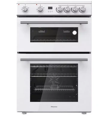 Hisense HDE3211BWUK 60cm Electric Cooker – Double Oven, Ceramic Hob, White, A+/A Energy Rating