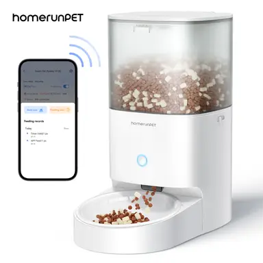 homerunPET PF20 Ceramic Pet Feeder, App-Controlled, 4L Capacity, Up to 6 Months Battery Life, Airtight Design for Moisture, Pest & Oxidation Protection