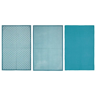Atmosphera Lot de 3 torchons imprimés bleu - 45 x 70 cm