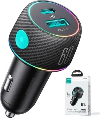 Joyroom Autolader Schnellladegerät USB-A & USB-C 60W Schwarz