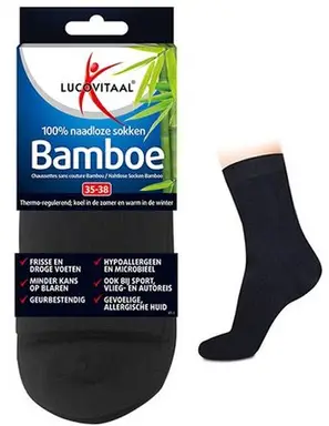 Lucovitaal Lange Bamboesokken Maat 35–38 Zwart - 1 paar